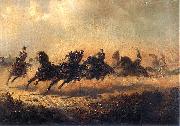 Maksymilian Gierymski Charge of Russian horse artillery. painting